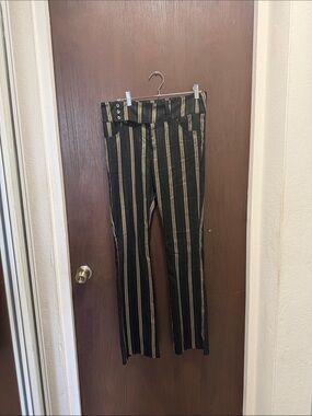 Urban Outfitters Black and Beige Striped High-Rise Pants